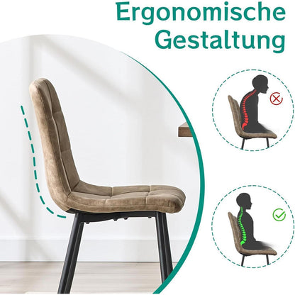 LEWE Esszimmerstühle 2er Set, Gelblich Braun in Lederoptik