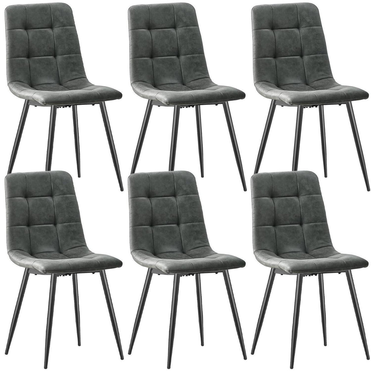 LEWE Esszimmerstühle 6er Set, Dunkelgrau in Lederoptik