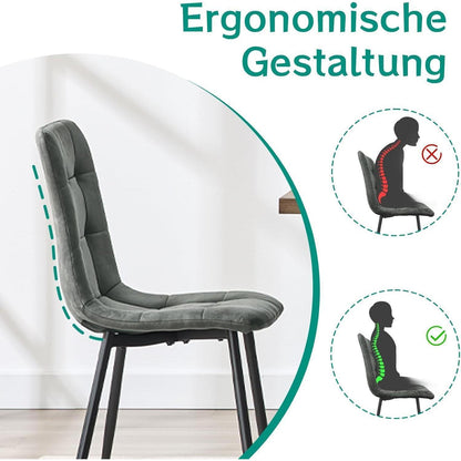 LEWE Esszimmerstühle 6er Set, Dunkelgrau in Lederoptik