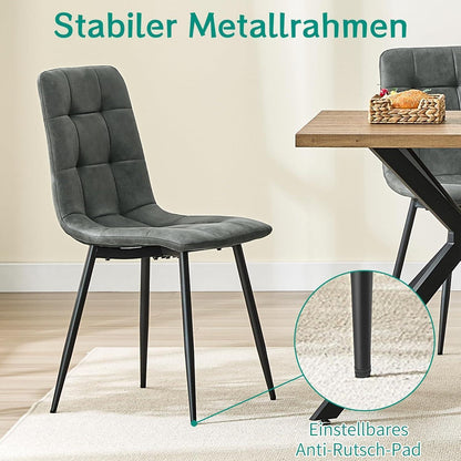LEWE Esszimmerstühle 6er Set, Dunkelgrau in Lederoptik