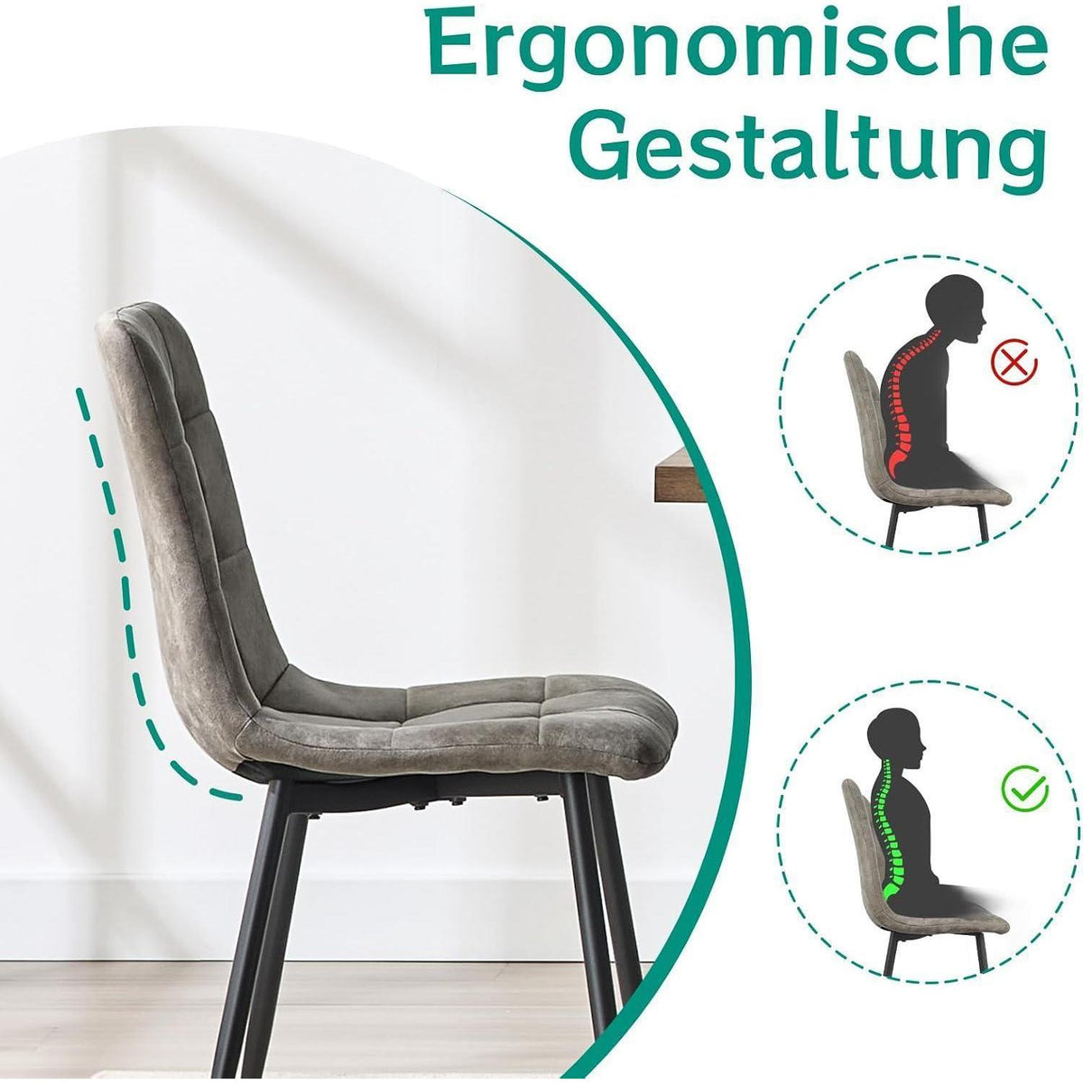 LEWE Esszimmerstühle 2er Set, Braun in Lederoptik
