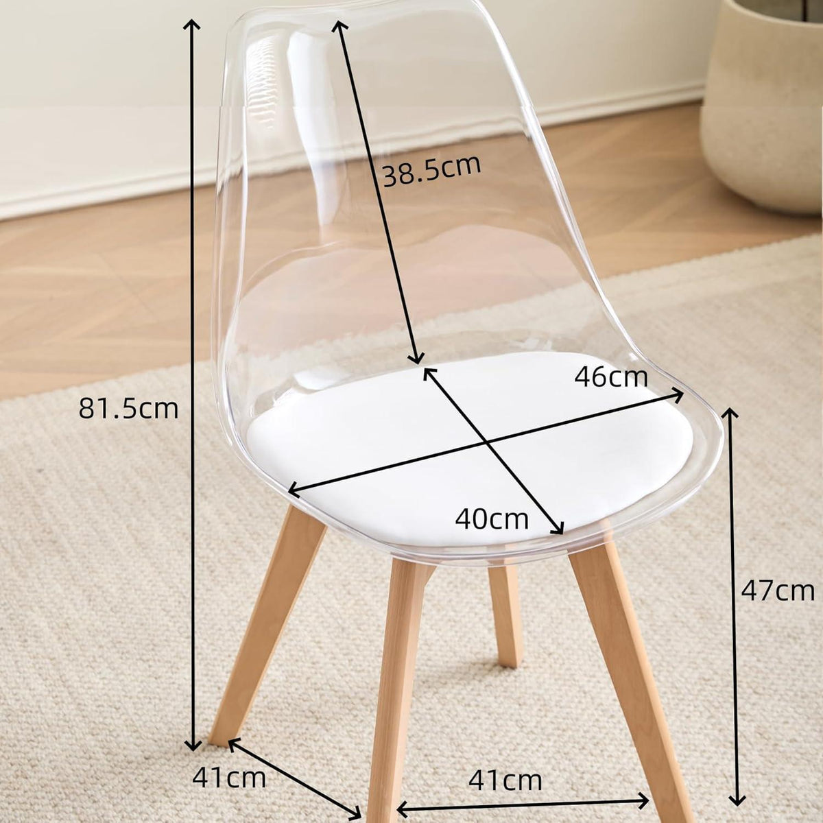6 Esszimmerstühle Modern Transparent Weißes in Lederoptik