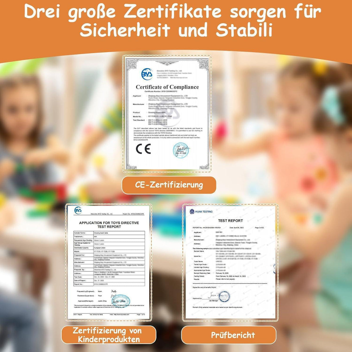 Kindertisch mit 6 Stühlen, höhenverstellbar, gelb