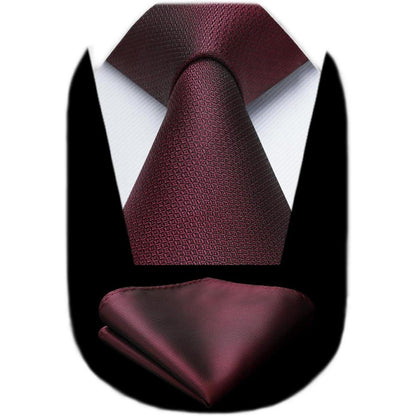 Krawatten-Set mit Einstecktuch, Burgund, Elegant, Business