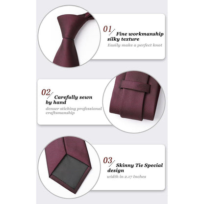 Krawatten-Set mit Einstecktuch, Burgund, Elegant, Business