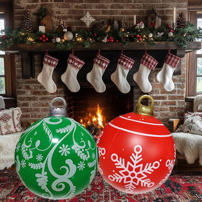 Aufblasbare Weihnachtskugeln 60cm Rot Grün PVC Deko für Außen