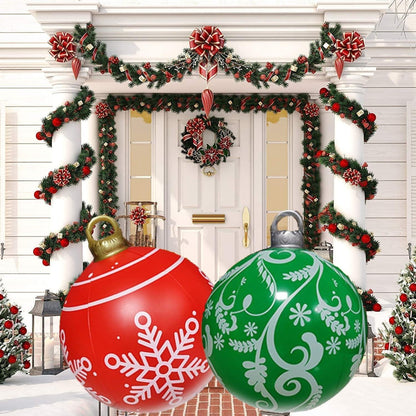 Aufblasbare Weihnachtskugeln 60cm Rot Grün PVC Deko für Außen