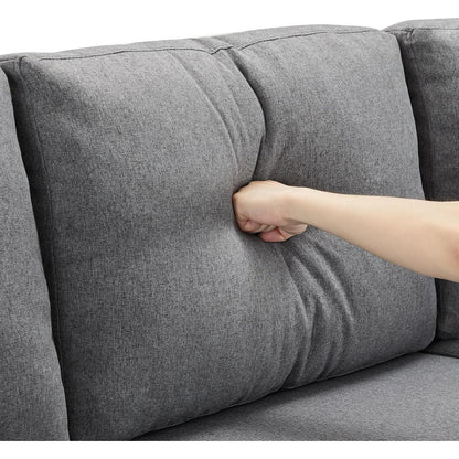 Schlafsofa L-Form Dunkelgrau mit Stauraum & Kissen