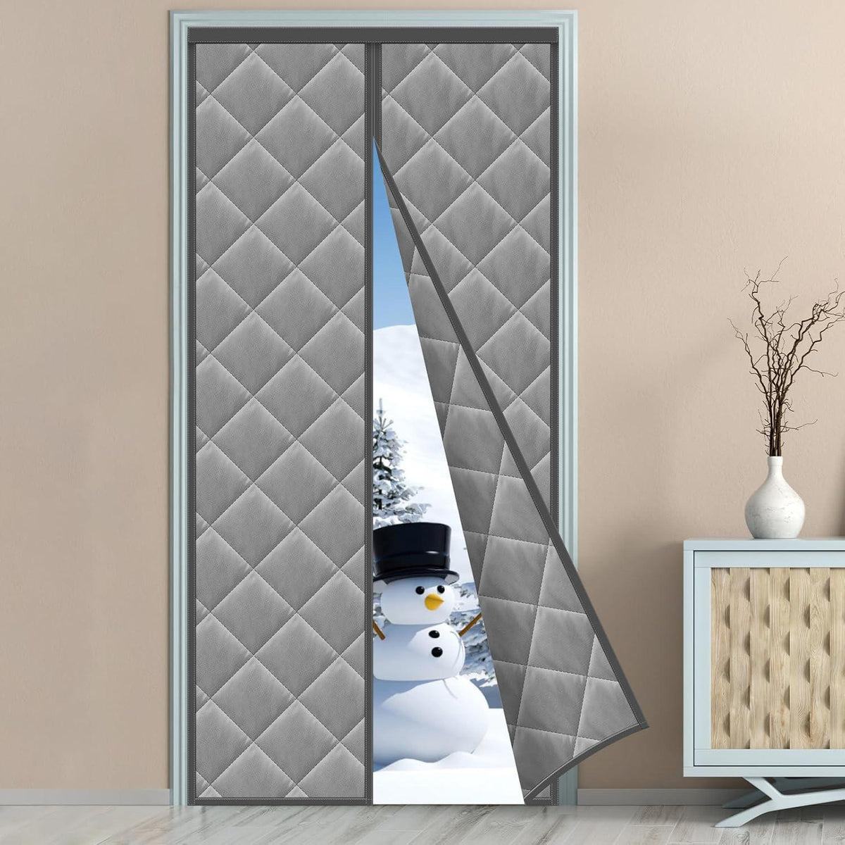 Magnet Wärmeschutzvorhang Grau 110x220cm - Ohne Bohren