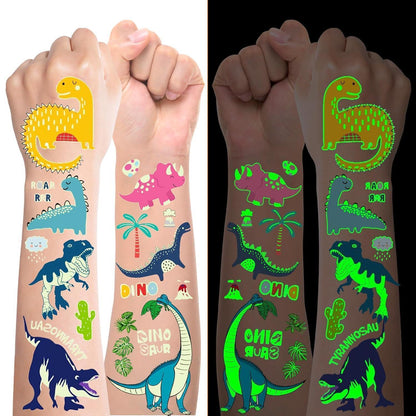 100 Stück Leuchtende Dino Tattoos Kinder Jungen Geburtstag Party