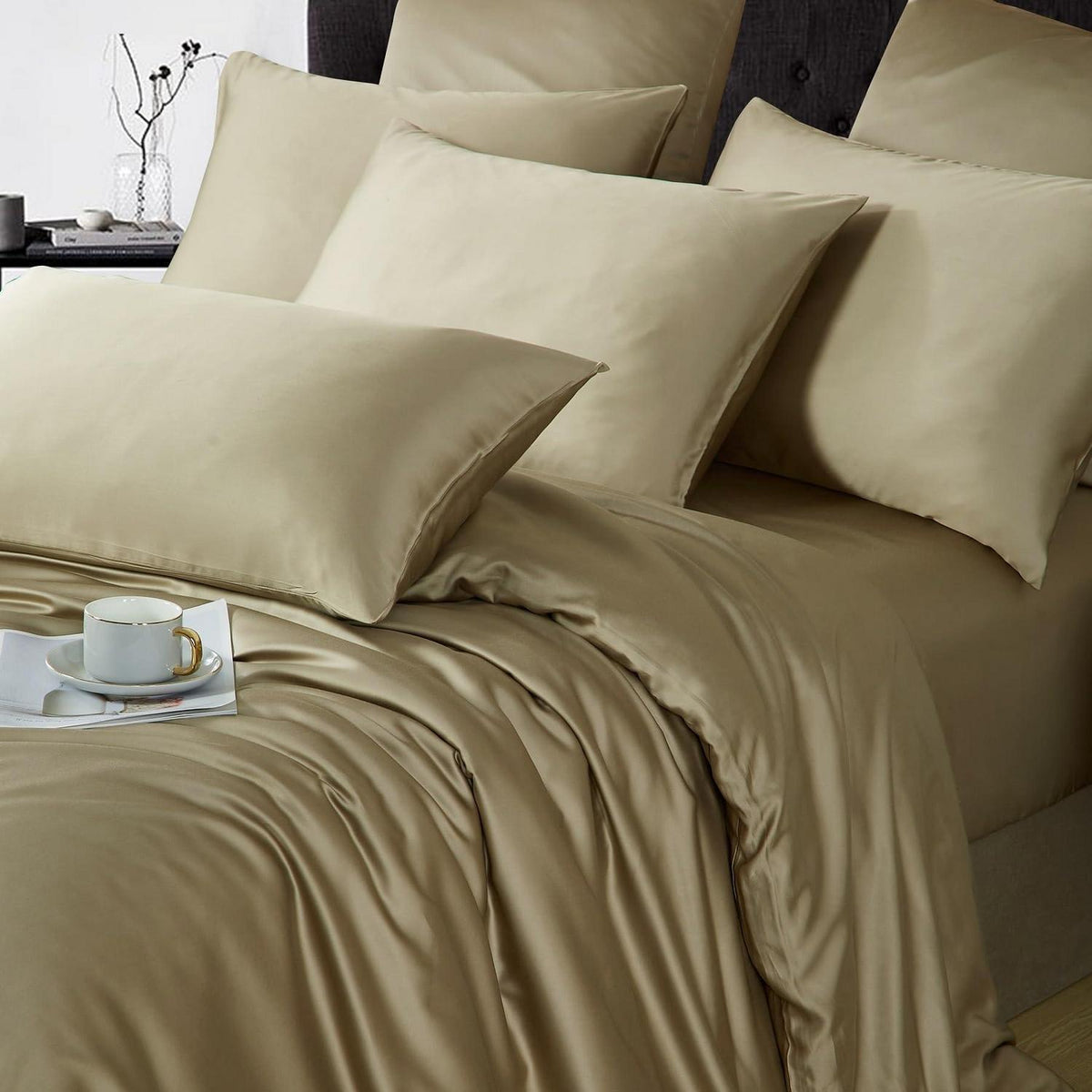 Bambus Bettwäsche Set 220x240 Beige – Kühlend & Weich