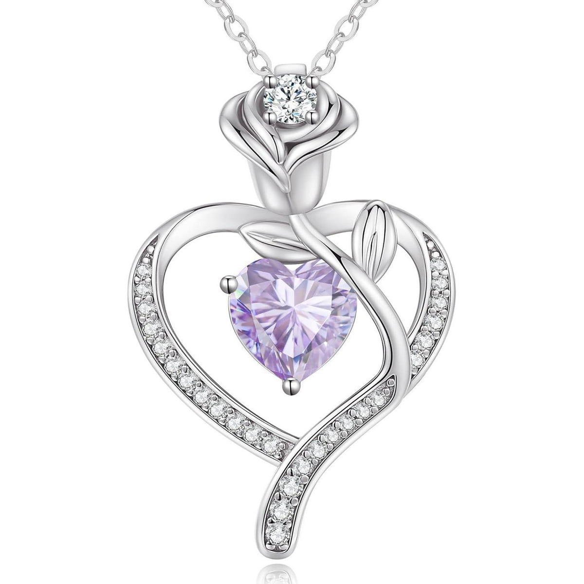 Herz Halskette Rosegold mit Geburtsstein aus 925 Sterling Silber