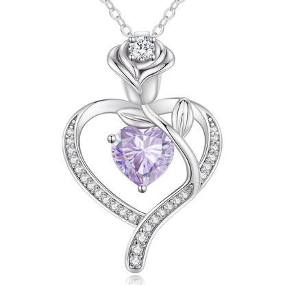 Herz Halskette Rosegold mit Geburtsstein aus 925 Sterling Silber