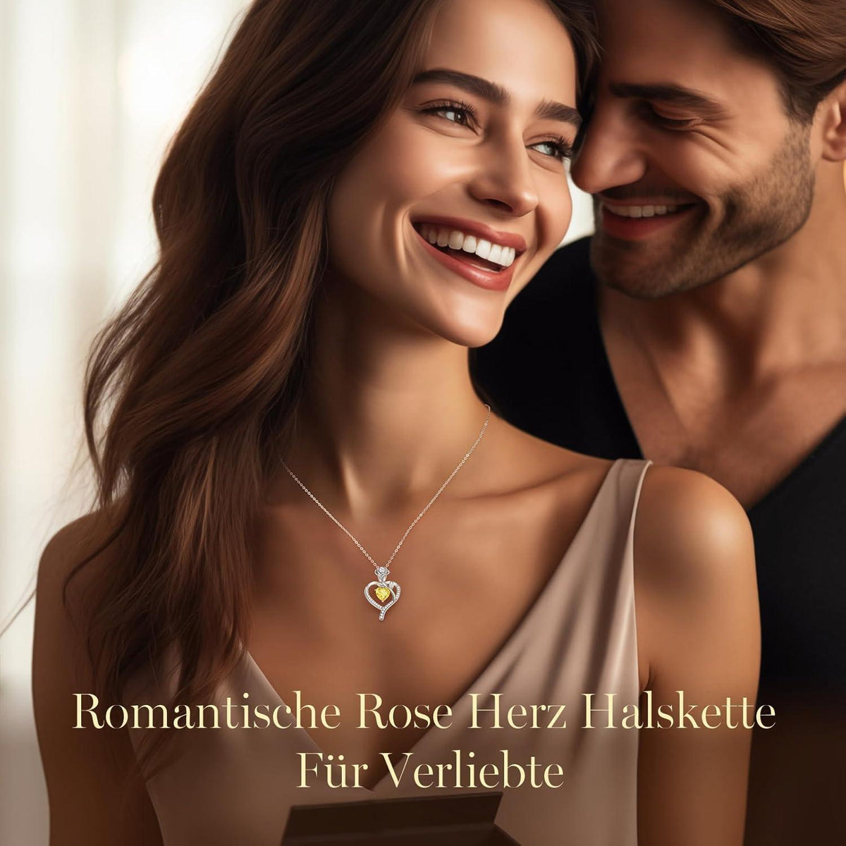 Herz Halskette Rosegold mit Geburtsstein aus 925 Sterling Silber