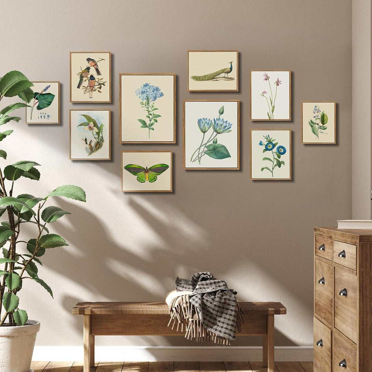 Vintage Botanische Leinwandbild 30x40cm mit Holzrahmen - Wandbilder Wohnzimmer