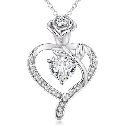 Herz Halskette Damen Rosegold mit Geburtsstein Sterling Silber 925