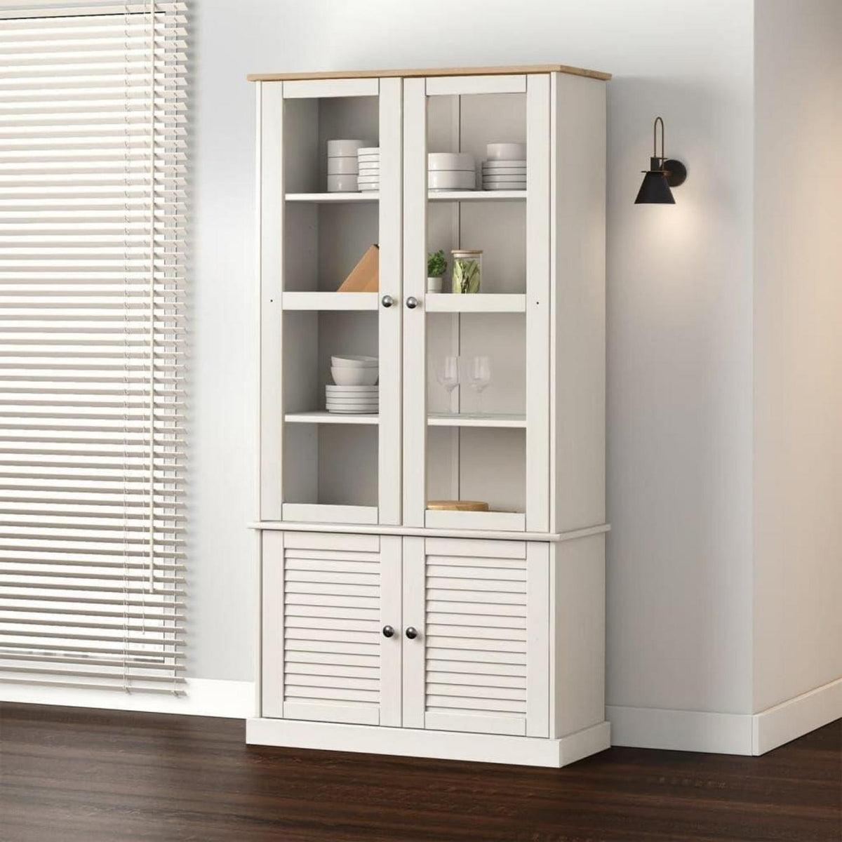 Vitrine VIGO Weiß Kiefernholz 85x35x170 cm