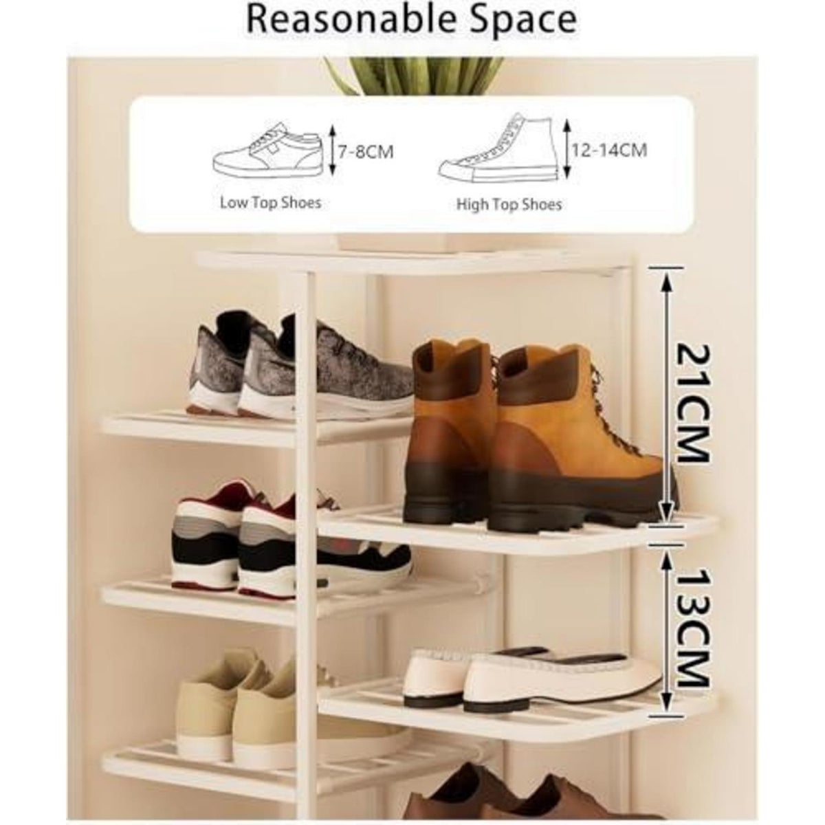 Schuhregal 5-Ebenen, schmales Metallregal, platzsparend & modern