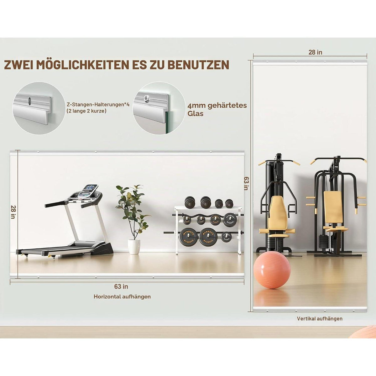 Ganzkörperspiegel 160x70cm – Fitness, Tanz & Wandspiegel