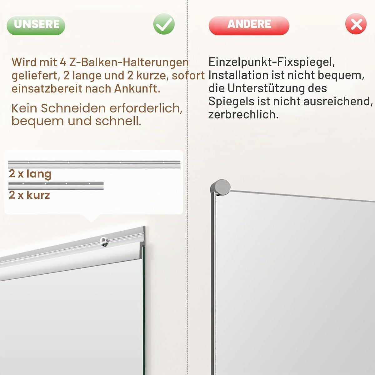Ganzkörperspiegel 180x80cm – Fitness, Tanz & Wandspiegel