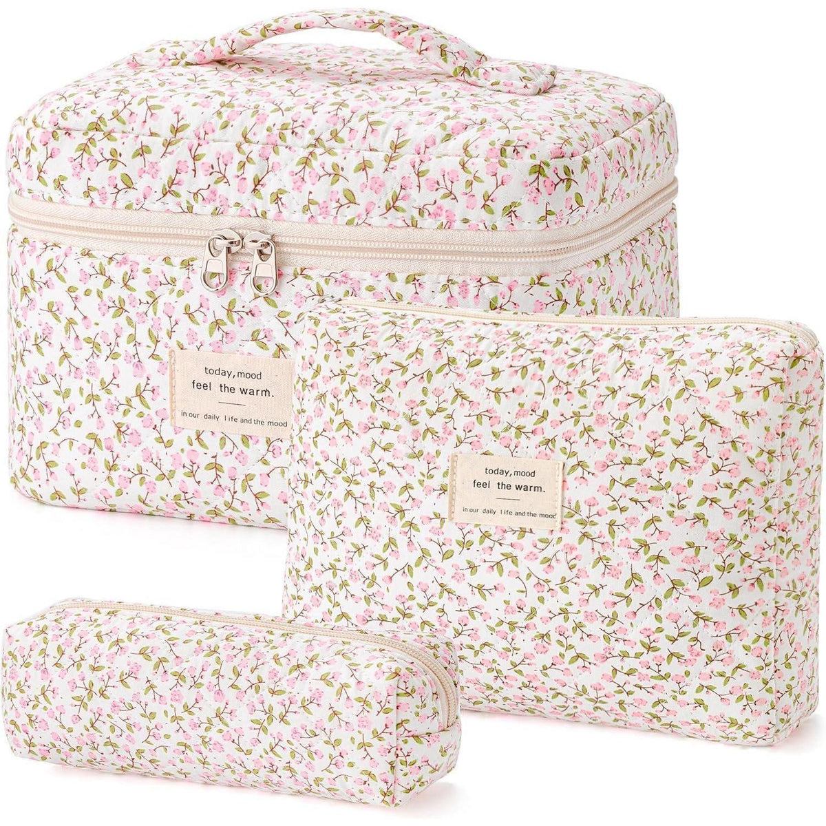Kosmetiktaschen Set 3 Stück Blumen Muster Aesthetic Kulturtasche Damen