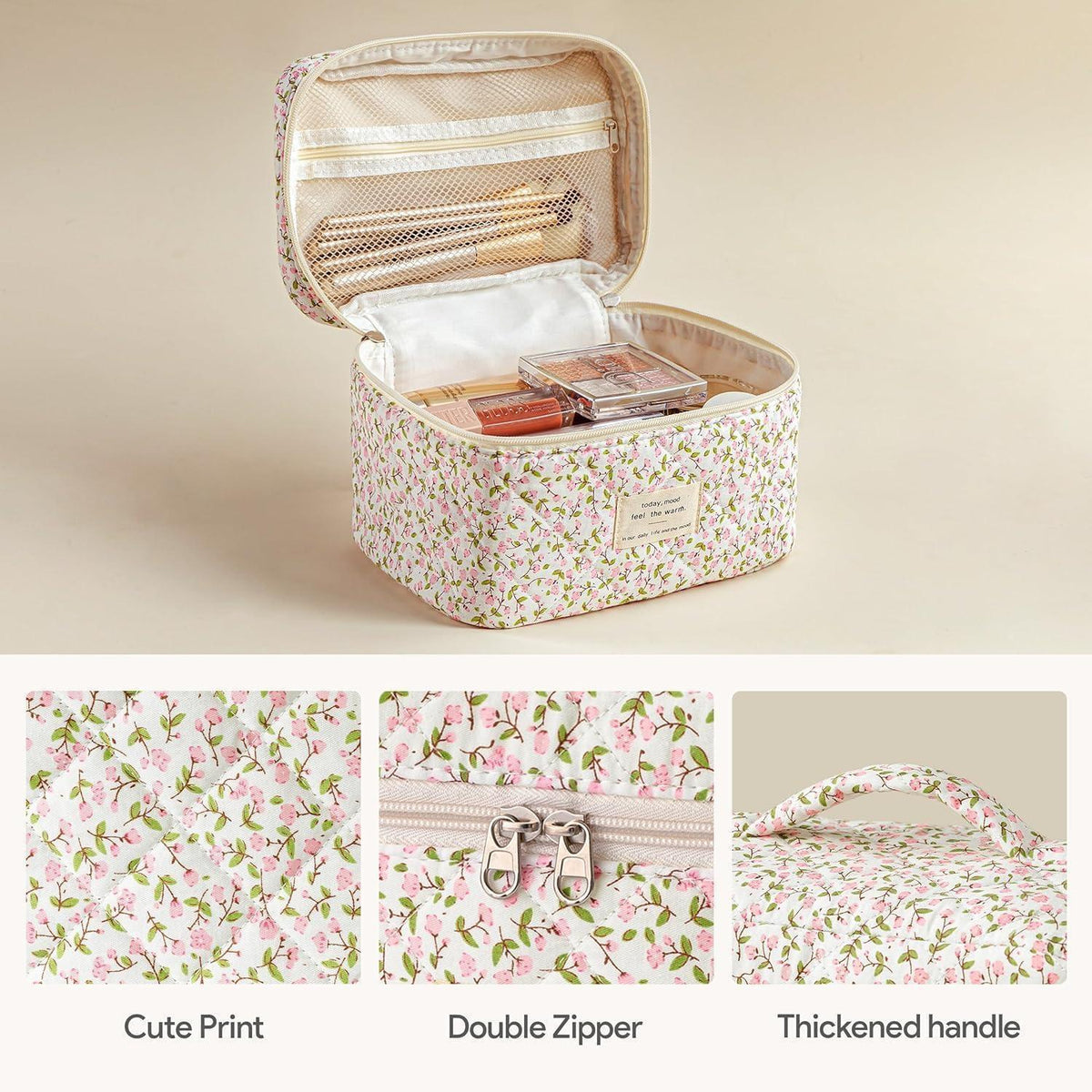 Kosmetiktaschen Set 3 Stück Blumen Muster Aesthetic Kulturtasche Damen