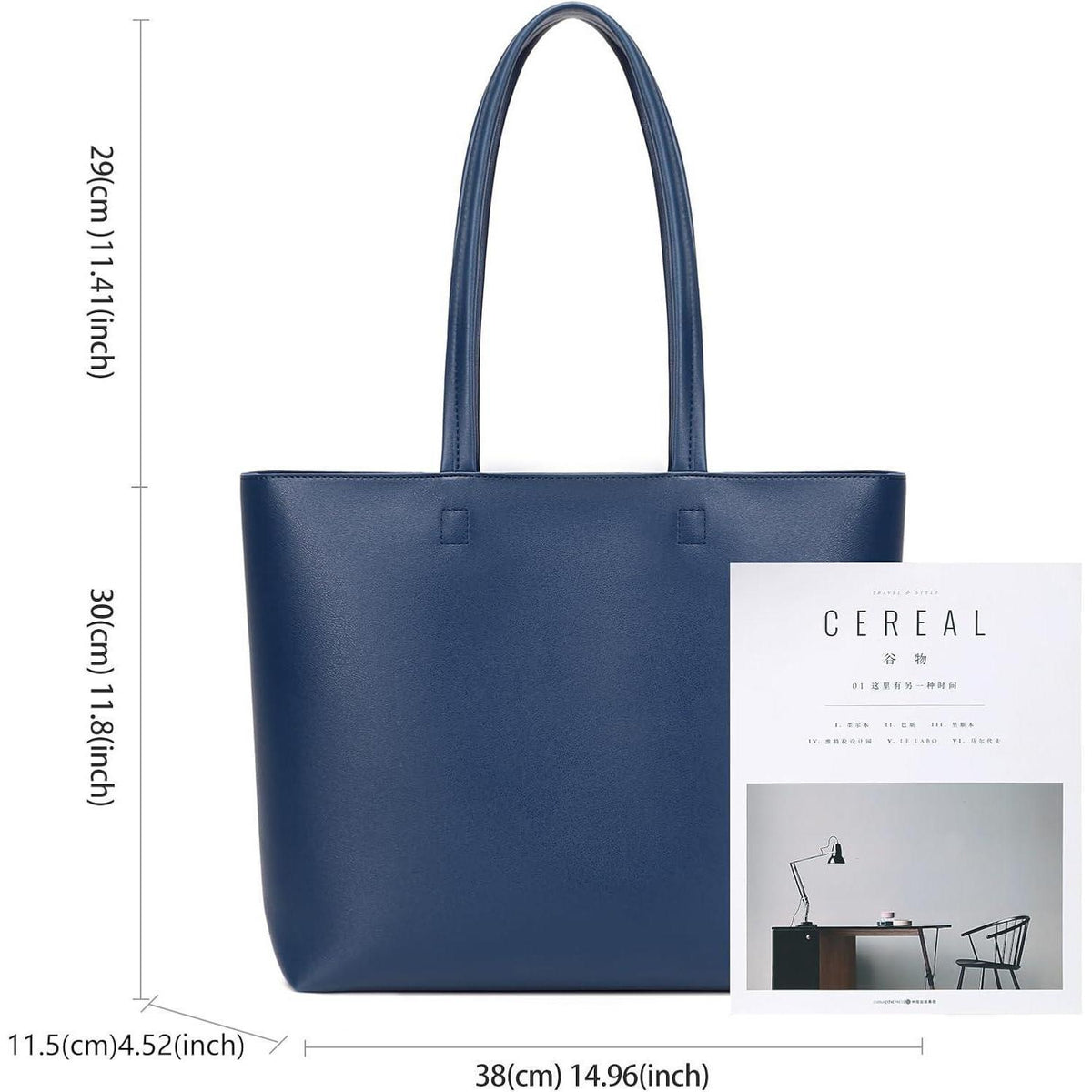 Damen Henkeltasche Shopper Bag Dark Blue in Lederoptik
