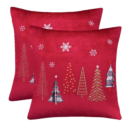 Weihnachtliche Kissenbezüge 60x60 cm - Rot mit Weihnachtsbaum