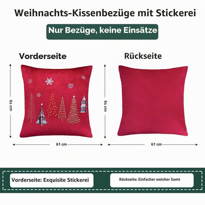 Weihnachtliche Kissenbezüge 60x60 cm - Rot mit Weihnachtsbaum