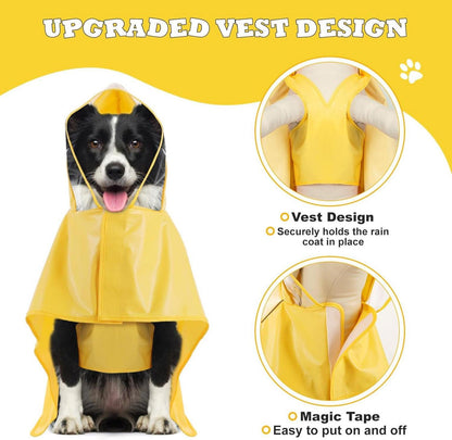 Hunde Regenmantel Wasserdicht Reflektorstreifen Kapuze 3XL Gelb