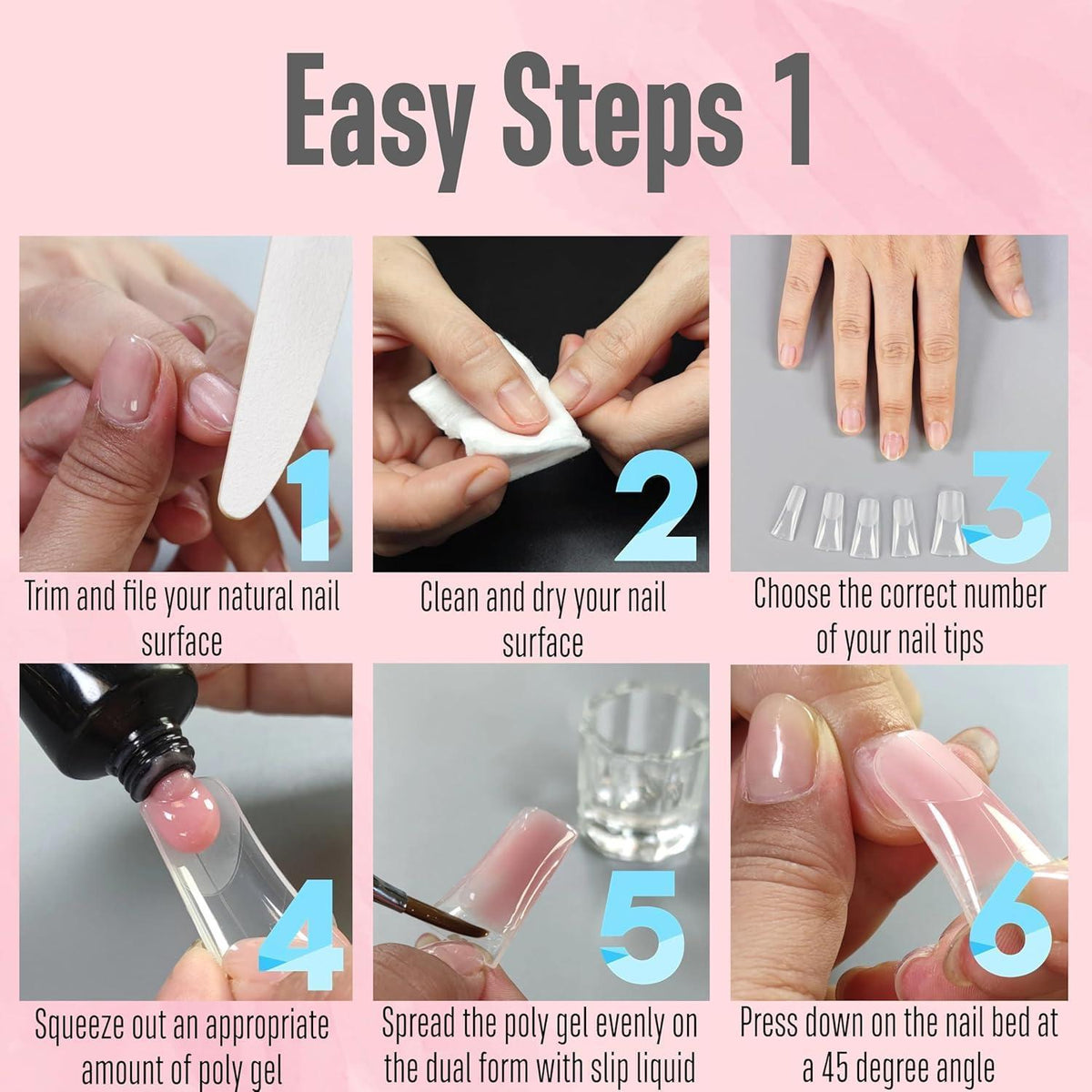 Duck Nail Dual Forms – 240 Stück, 12 Größen für Polygel