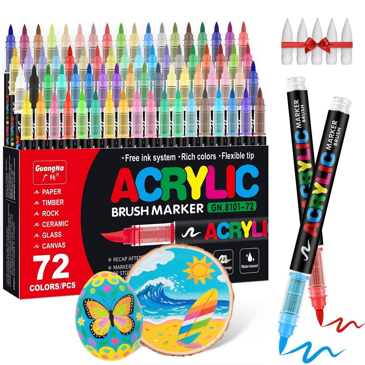 72er Acryl-Marker Set mit Pinselspitze – Vielseitige Farben
