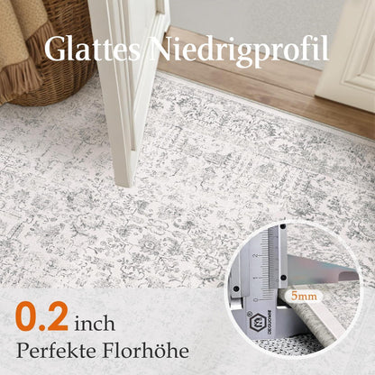 Vintage Grau Teppich 180x270cm Waschbar – Wohnzimmer Teppich