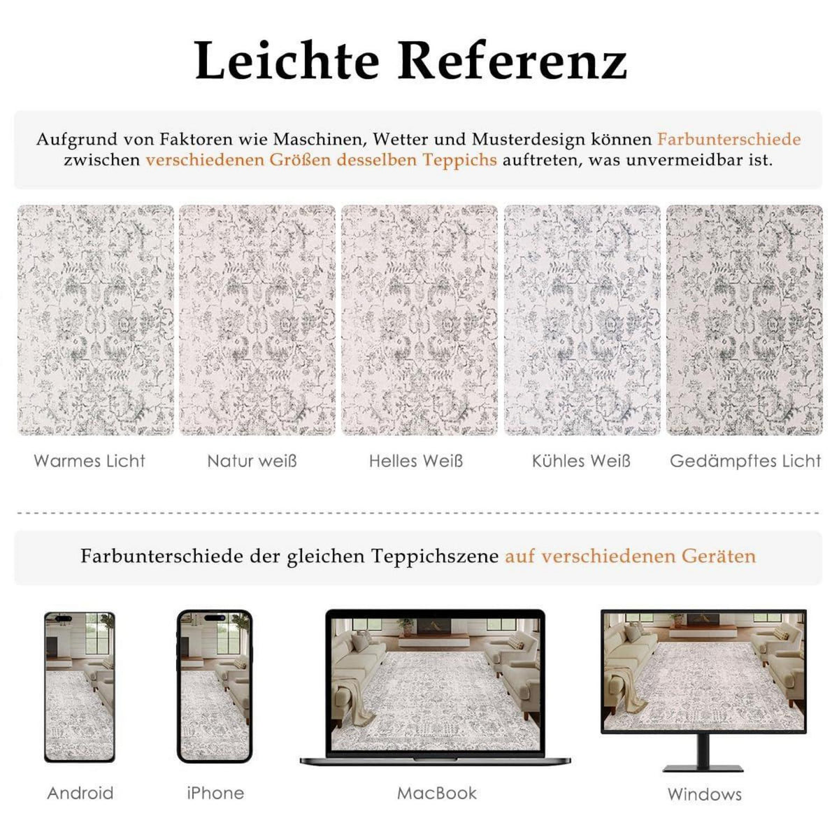 Vintage Grau Teppich 240x300cm Waschbar Wohnzimmer Teppich