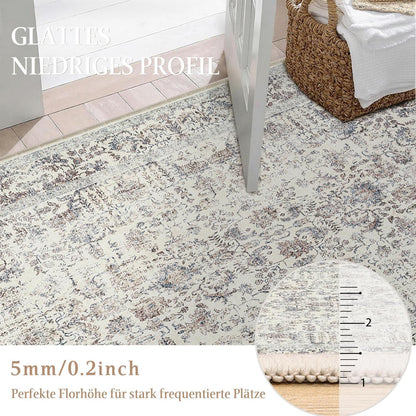Vintage Teppich Taupe 240x300cm Waschbar Wohnzimmer Teppich