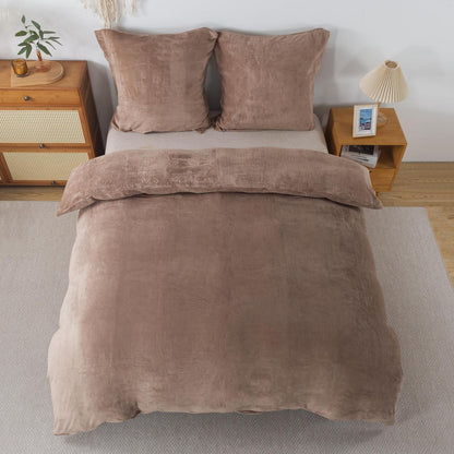Flauschige Bettwäsche 155x220 cm, 2-tlg. Set, Kaffeebraun