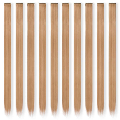 Farbenfrohe Haarverlängerung Braun Blond Clip-In 55cm