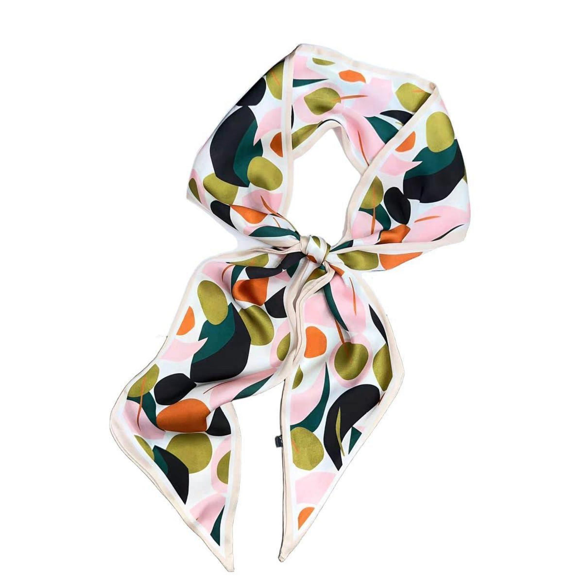 Seidenschal Pink Green Leaf 148cm Krawatte Blazer Mantel Kleid