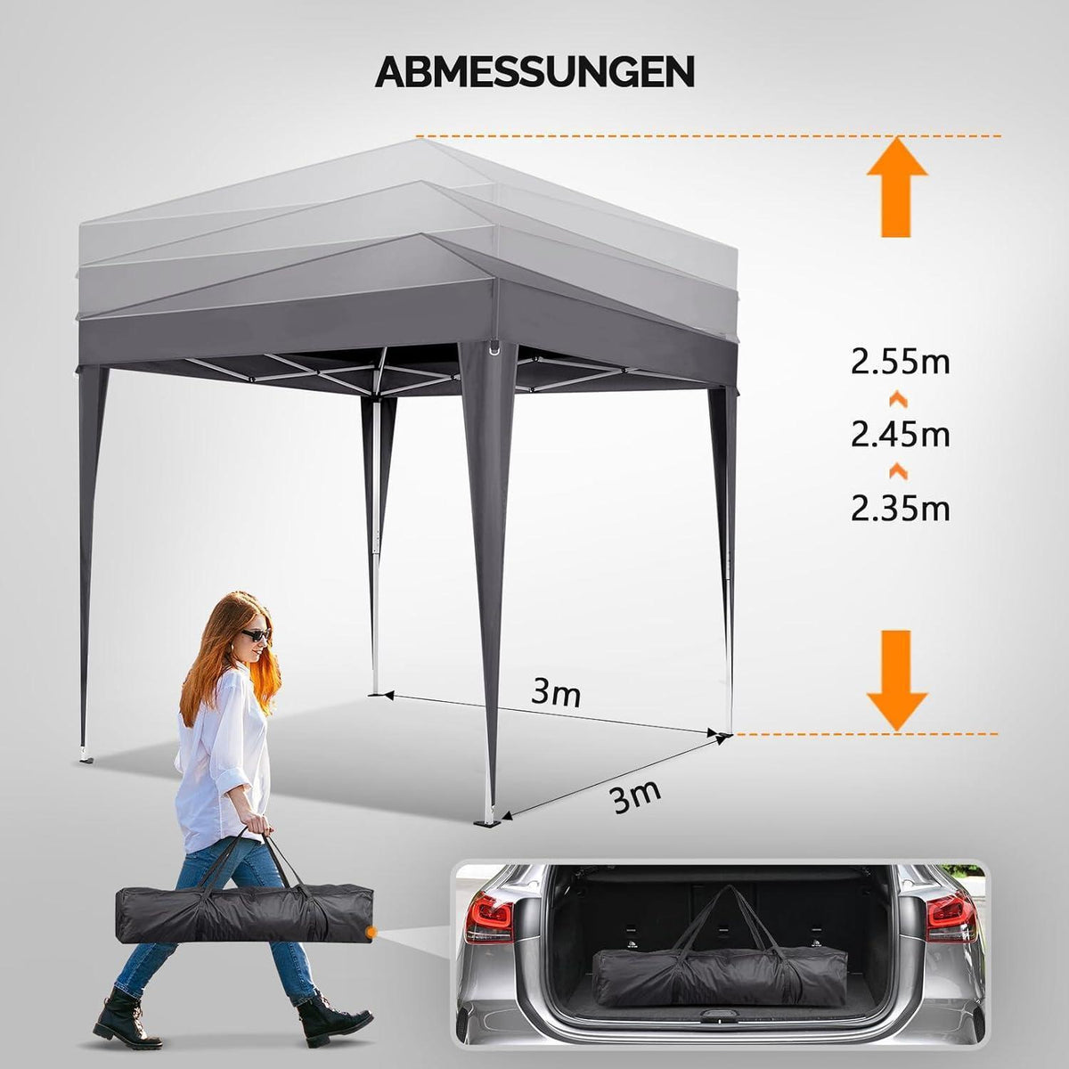 Faltpavillon 3x3m – Höhenverstellbar & Wasserdicht mit Zubehör
