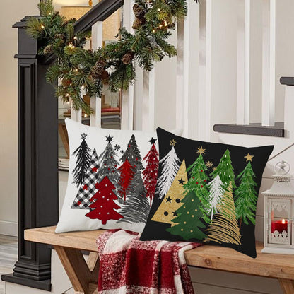 Weihnachtliche Kissenbezüge 60x60 cm - 2er Set mit Weihnachtsbaum