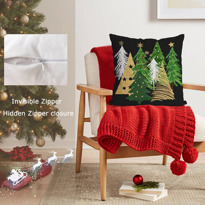 Weihnachtliche Kissenbezüge 60x60 cm - 2er Set mit Weihnachtsbaum