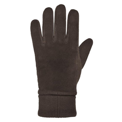 Damen Winterhandschuhe Wildleder mit Wollfleece-Futter Braun