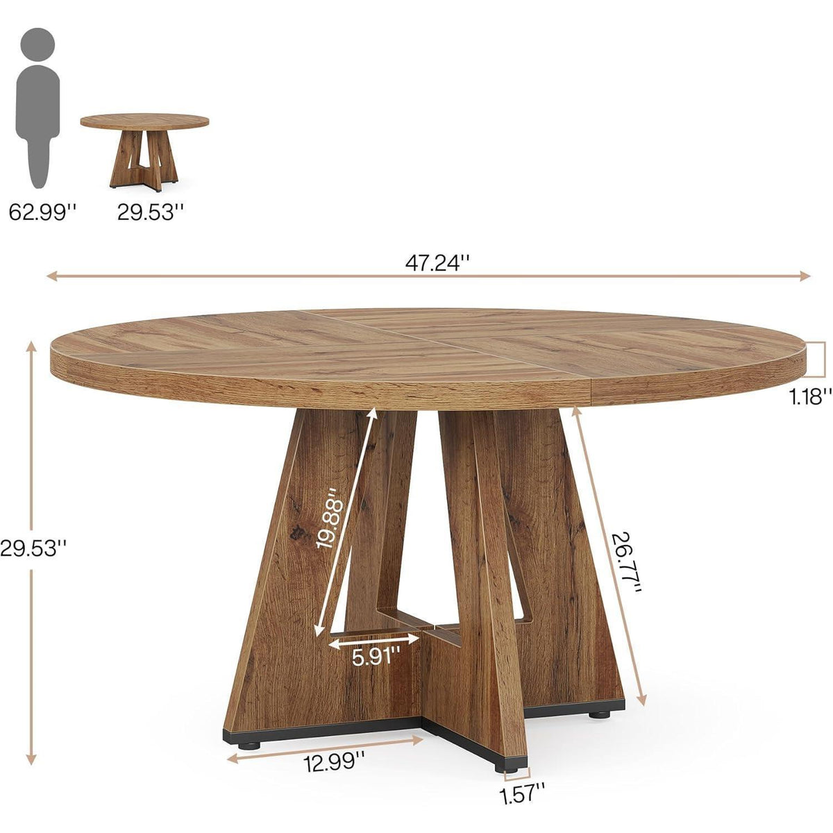 Runder Esstisch 120cm – Rustikal & Stabil für 4 Personen