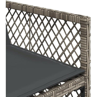Garten Essgruppe 7-teilig mit Kissen, Grau Poly Rattan