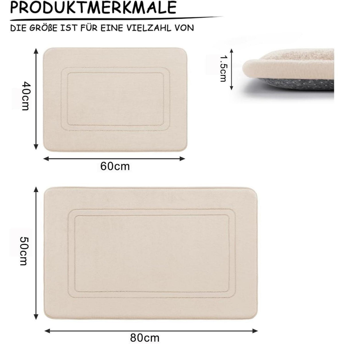 Weiches Badezimmerteppich Set 2-teilig mit Memory-Schaum