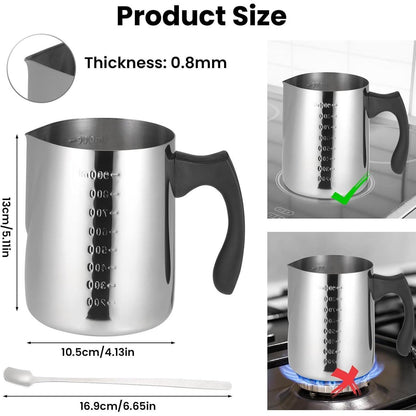Edelstahl Wachsschmelztopf 900ml mit Skala & Löffel