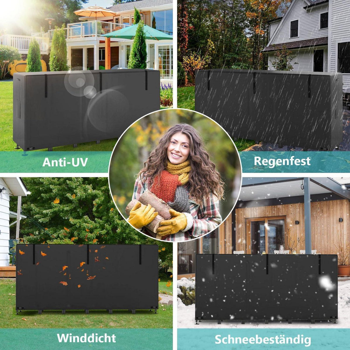 Kaminholzregal wetterfest mit Abdeckung – Holzlager für Garten