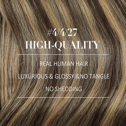 Echthaar Clip-in Extensions Ombre Dunkelbraun Karamellblond 50cm