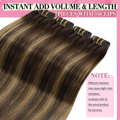 Clip-in Echthaar Extensions Ombre Braun 45cm – Volumenspendend