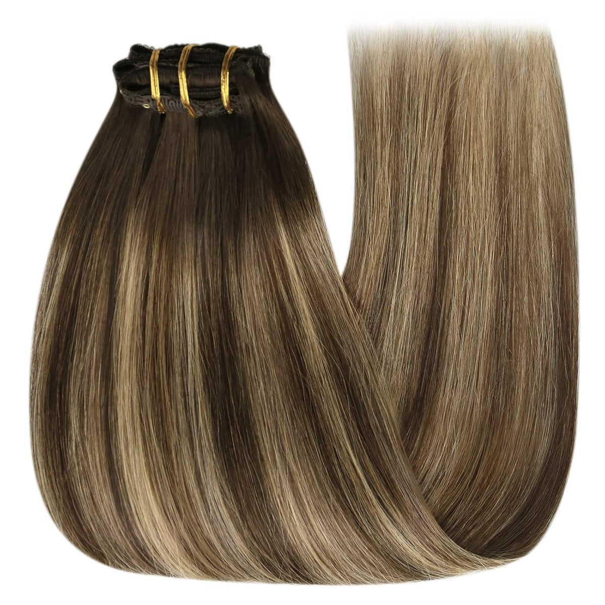 Clip-in Echthaar Extensions Ombre Braun 45cm – Volumenspendend